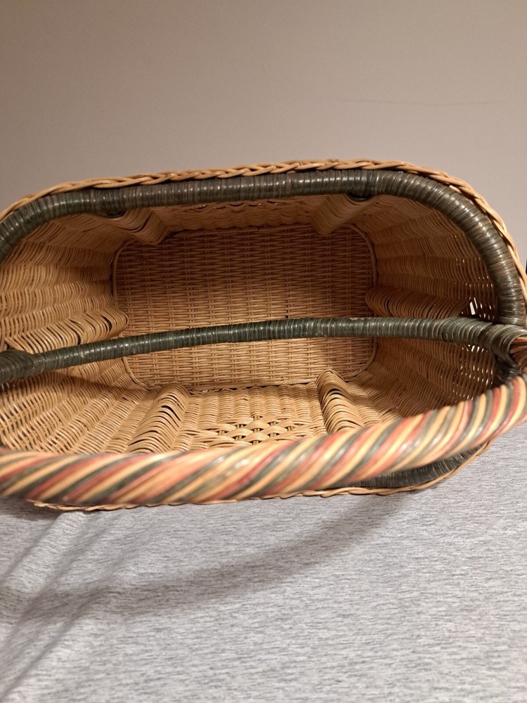 Vintage Wicker Magazine Rack with Handles