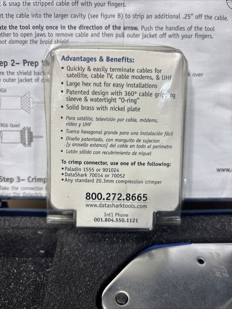 DataShark Digital Cable and Satellite Tool Kit; 3 Tools, Connectors, Case Unused