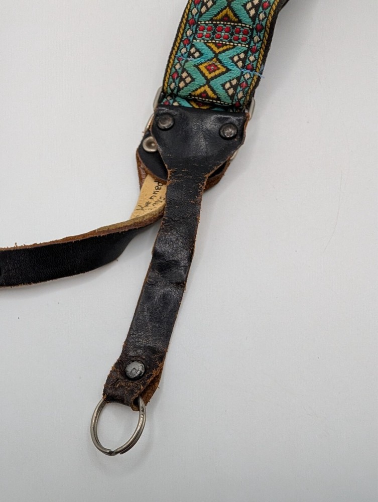 Vintage 70's Camera Neck Strap Woven Pattern Adjustable ~3ft Retro