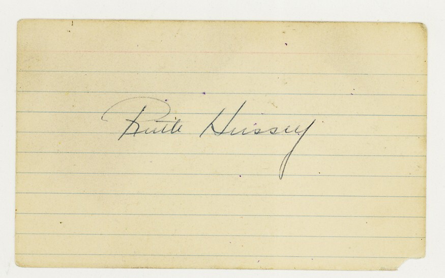 Ruth Hussey Signed 3X5 Index Card