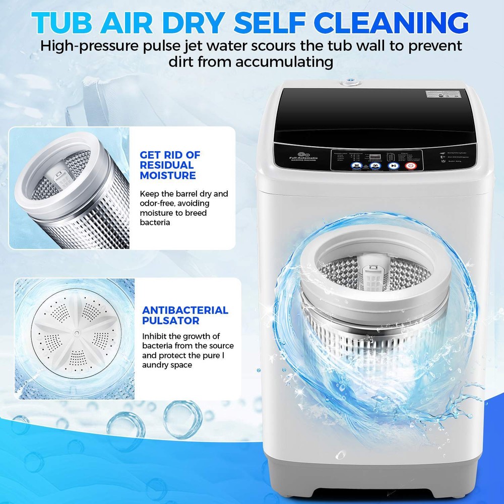 Washing Machine Full Automatic Laundry Washer Combo with Drain Pump 10 Programs