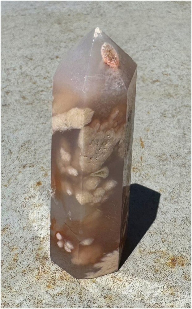 Cherry Blossom Agate Crystal Obelisk / Standing Stone - Gratitude, Harmony