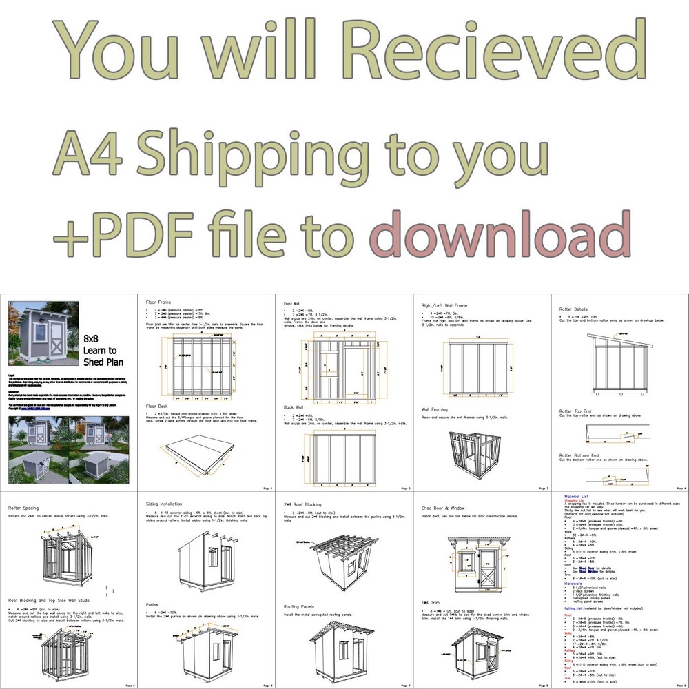 8x8 Learn to Shed Plans (PDF Plans and A4 Hard Copy)