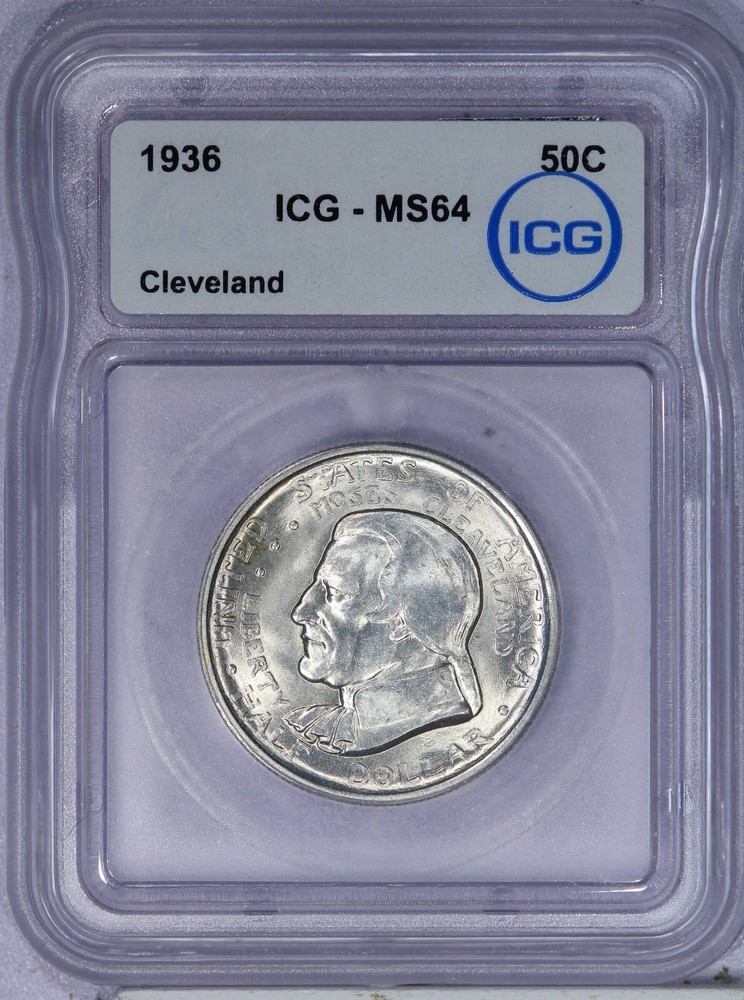1936 Cleveland Half Dollar 50C ICG MS64