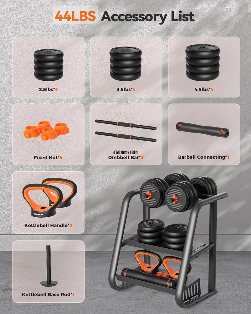 DS2 Adjustable Dumbbells 5-in-1 Set: Versatile Home Gym Solution, 20-90lbs