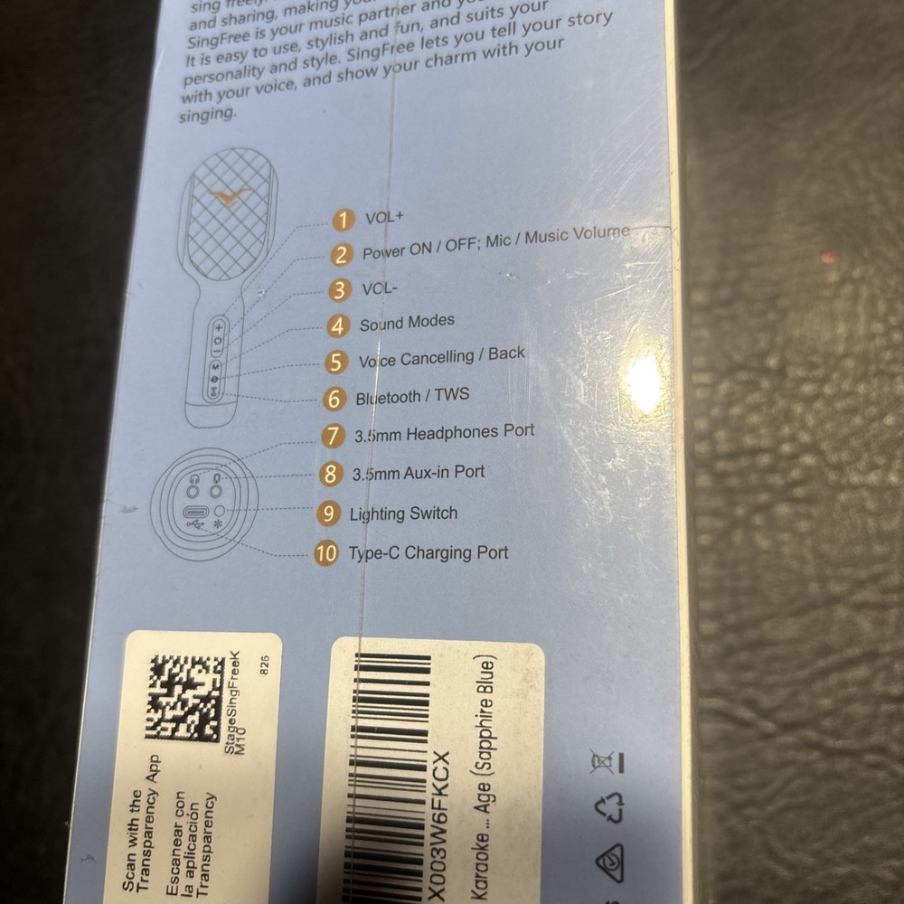 Karaoke Microphone Machine Singfree Bluetooth Microphone with LED Light,