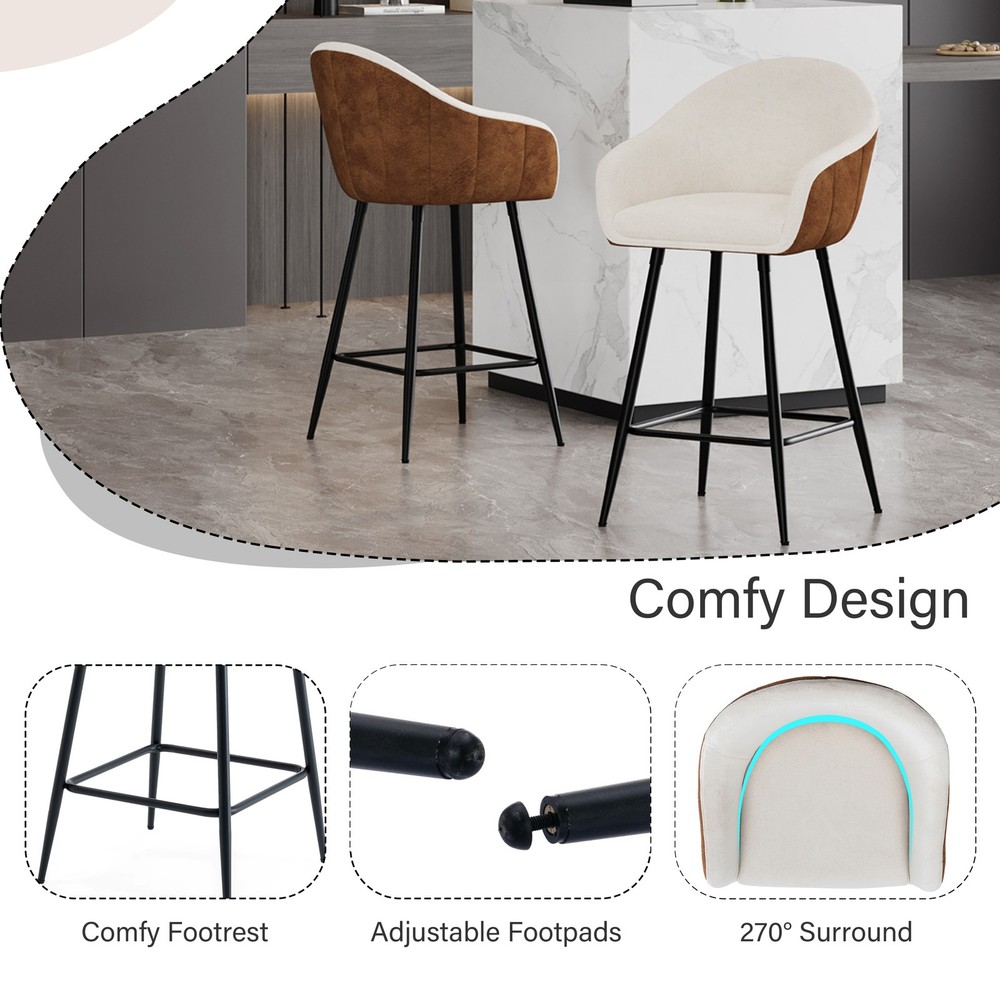 26.5'' Modern - Style counter height bar stools, with comfortable upholstery