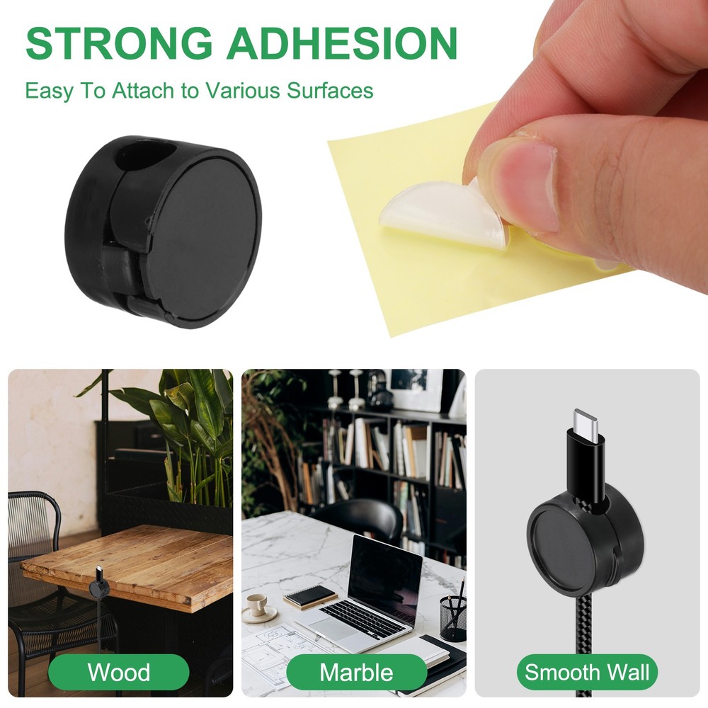 Cable Organizer Holder, 3 Pcs Magnetic Spring Desk Cable Management, Black