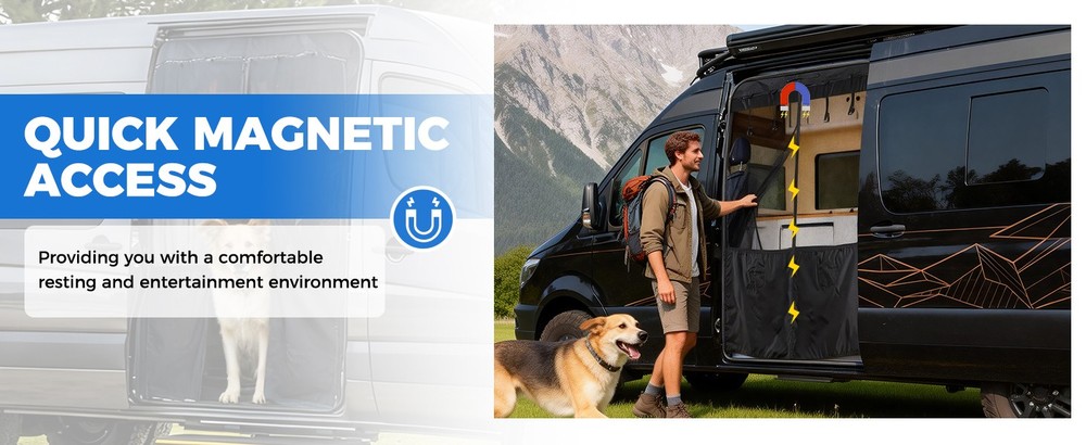 Van Bug Screen w/Privacy Panel Fit Mercedes Sprinter 2007-ON High Roof Side Door