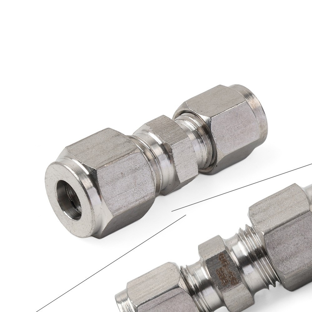 6mm x 8mm OD Tube Double Ferrule Coupling Connector Compression Tube Fitting