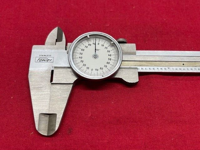 Fowler Dial Caliper with Regular Jaws, White Face, 6" - VINTAGE