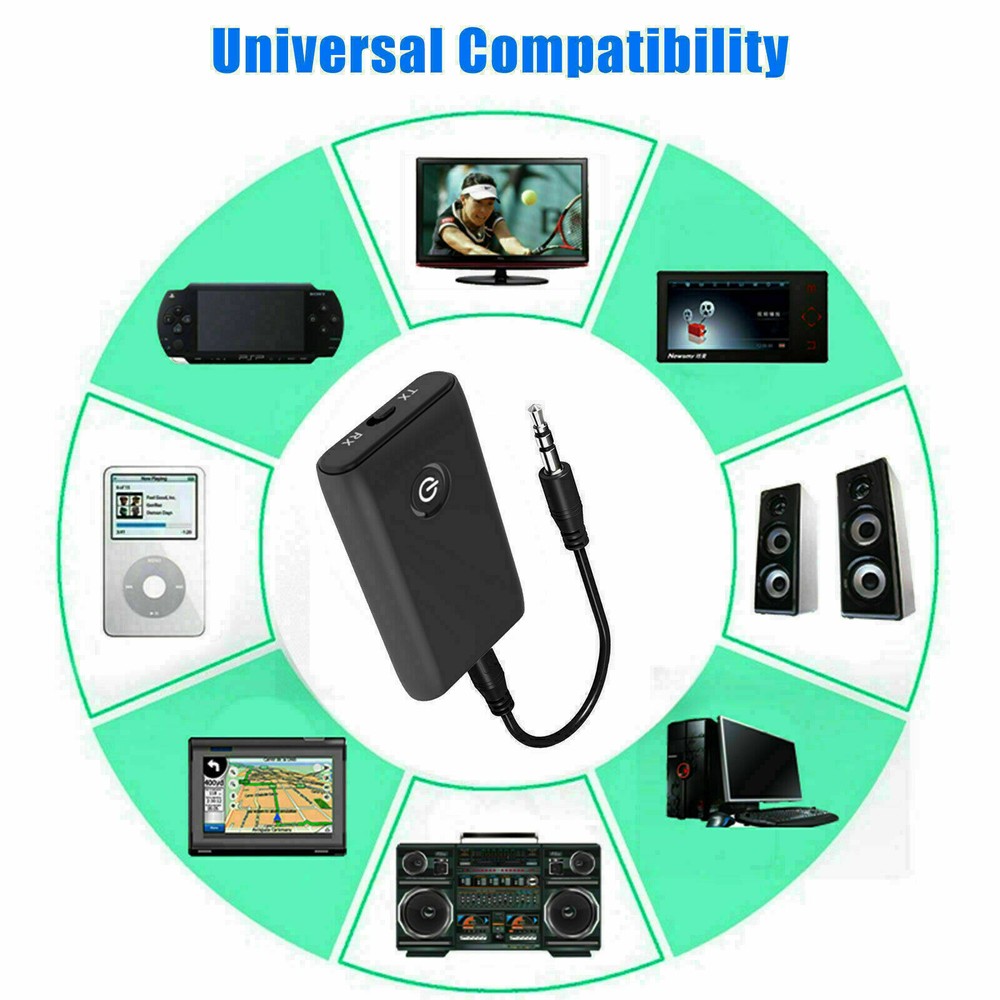 2-in-1 Wireless Bluetooth 5.0 Transmitter Receiver Adapter Audio 3.5mm Jack Aux