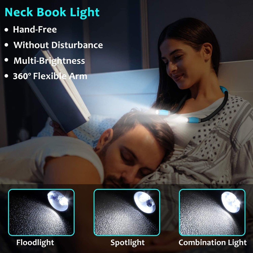 Rechargeable Book Light for Bed Reading - Flexible Arms