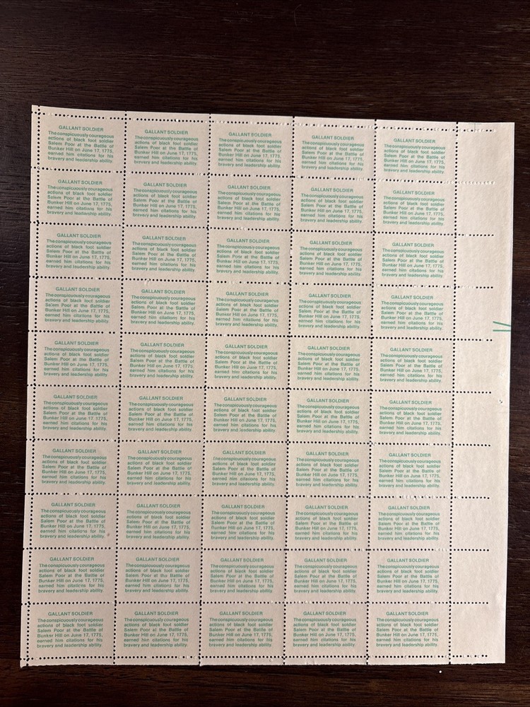 1560 US Mint Sheet, 8 Cent Salem Poor, Mint NH