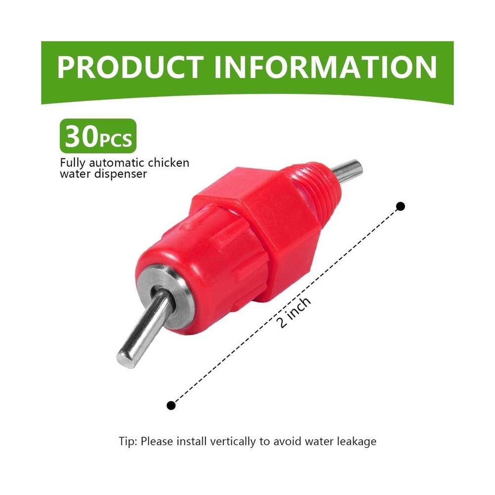 30 Pack Automatic Chicken Waterer Poultry Water Nipple Drinker Feed... Fast Ship