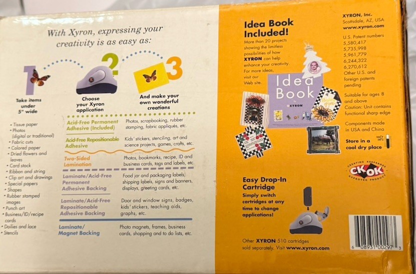 Xyron 510 Sticker Maker Laminator MACHINE ONLY w/ Box Instruct~Scrapbook Crafts