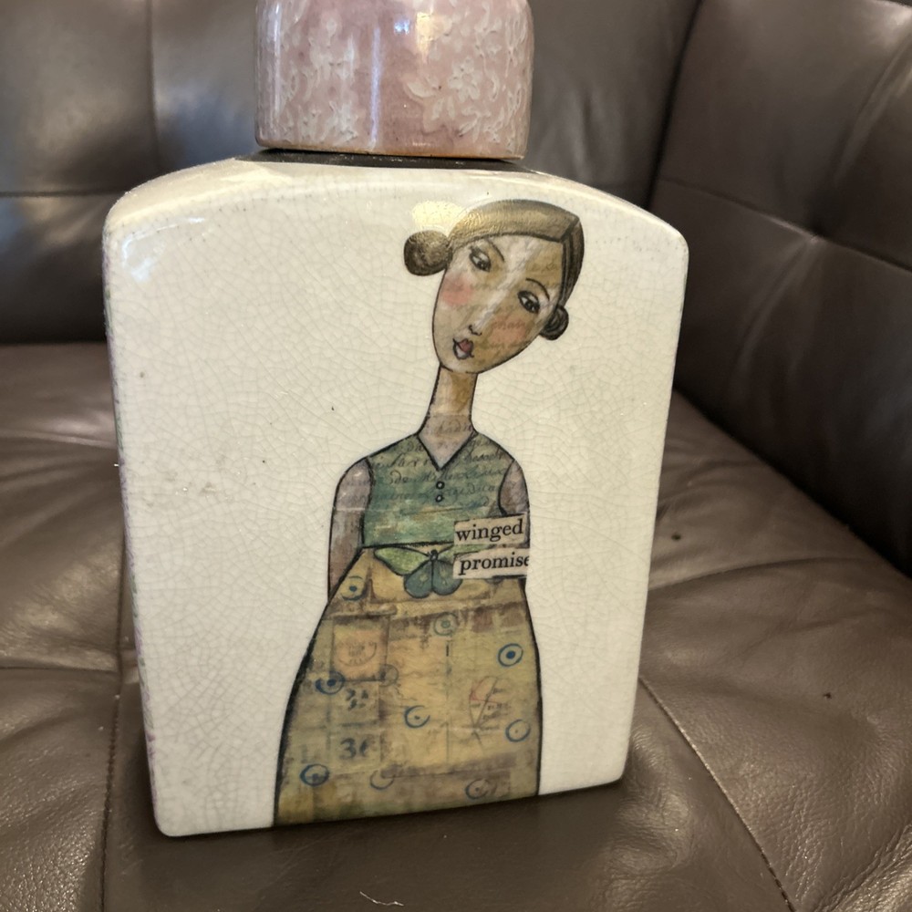 Kelly Rae Roberts creative co-op home decor, stoneware jar  container  2011