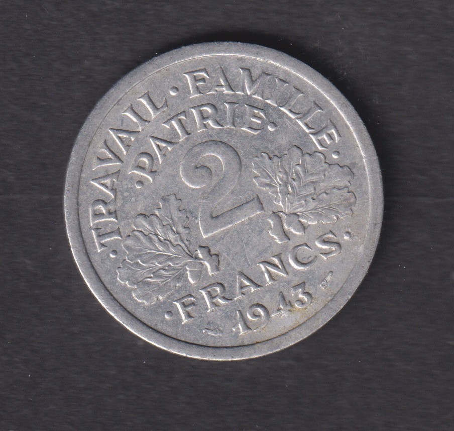 FRANCE - 1943 2 Francs Coin (42)