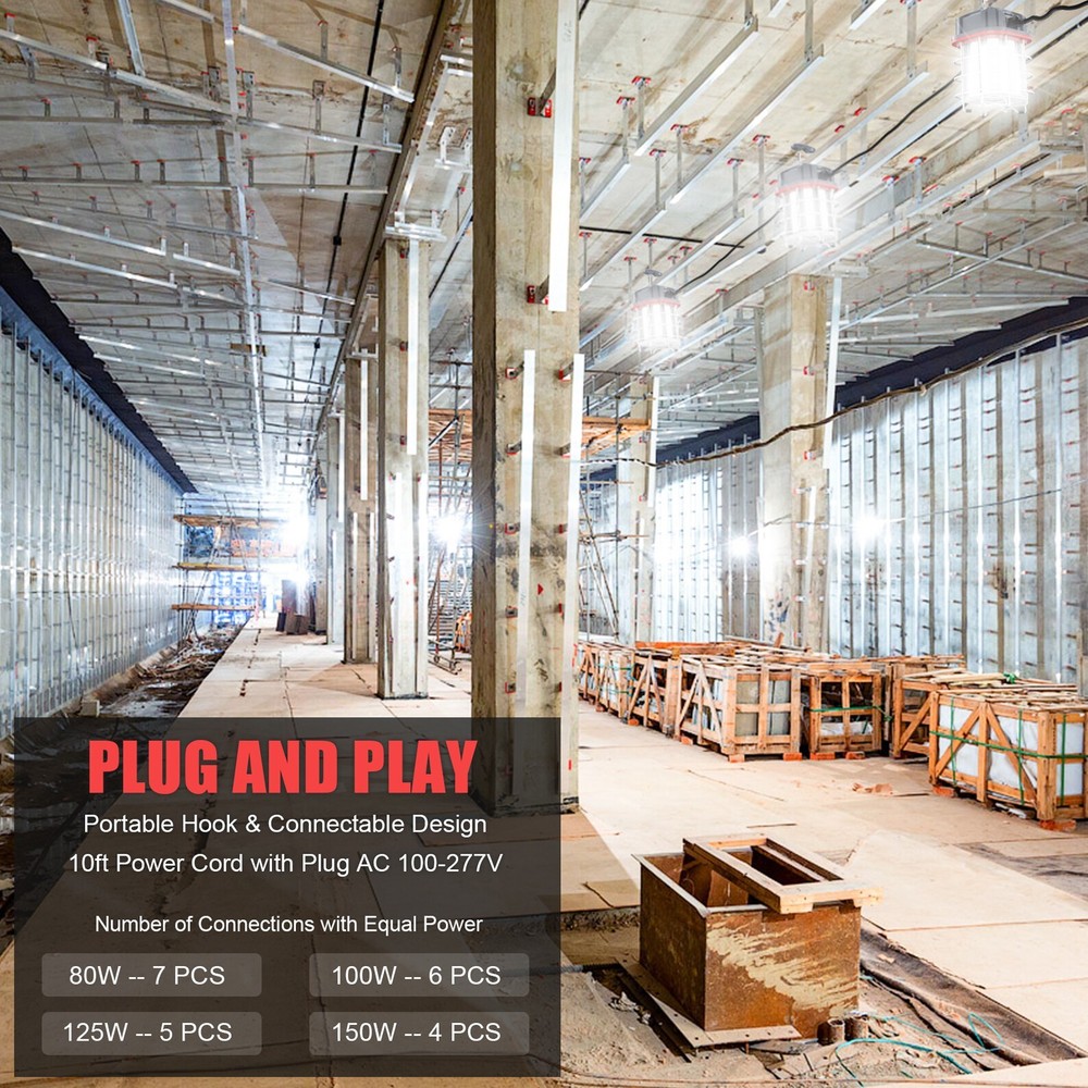 100W Linkable LED Temporary Hanging Work Light Portable Job Site Working Light