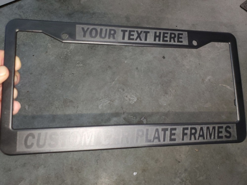BLACK ON BLACK PLASTIC ENGRAVED CUSTOM PERSONALIZED License Plate Frame