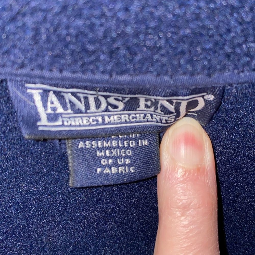 Mens Lands end quarter zip pull over jacket blue size 36-38