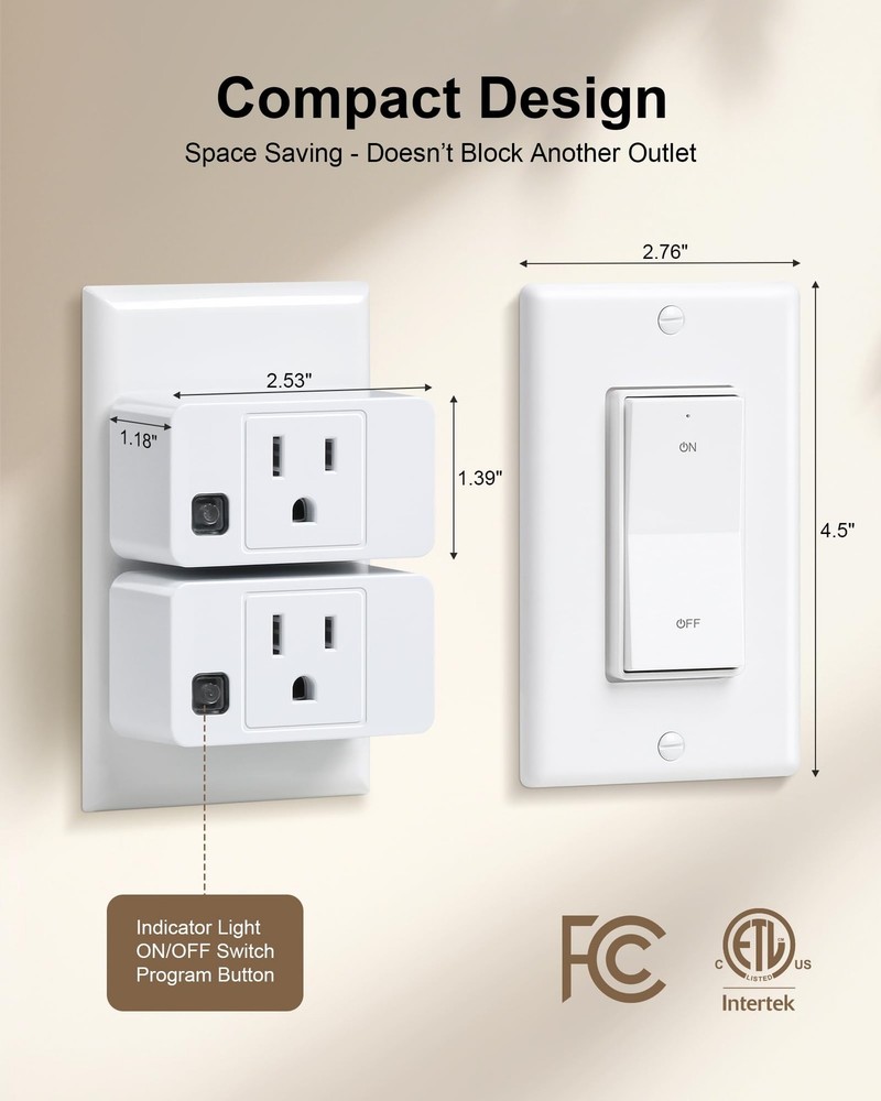 Remote Control Outlet, Decorator Rocker Wall Switch, 200FT Long Range Wireles...