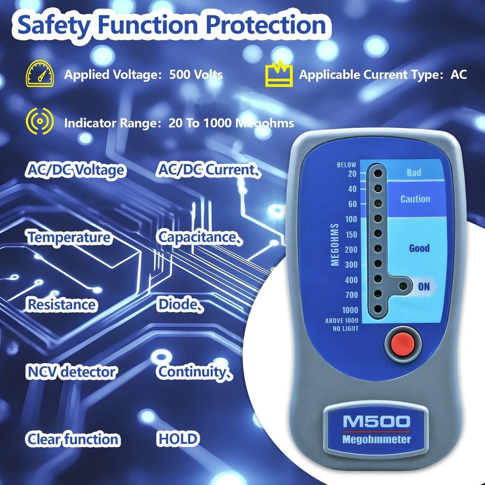 M500 Megohmmeter for Insulation Testing，Compatible with Supco M500 Electronic...