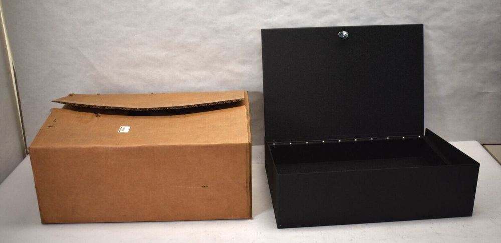 Large Lock Box w 2 Keys Metal Security Protection Container Black Unbranded