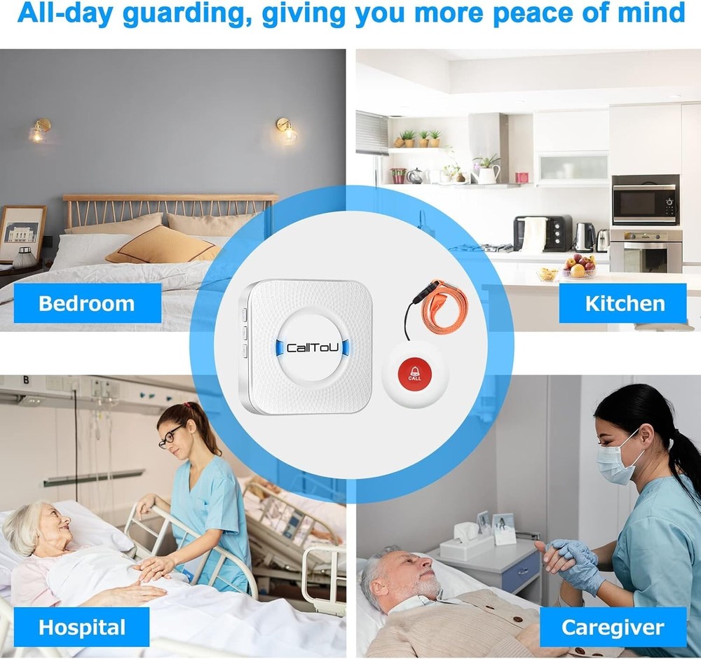 Personal Alert System with 2 Call Buttons & Adjustable Volume - Ideal for Home