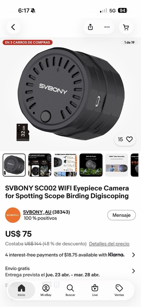 SVBONY SC002 Wireless Electronic Eyepiece, Digiscoping WiFi Electronic Eyepiece