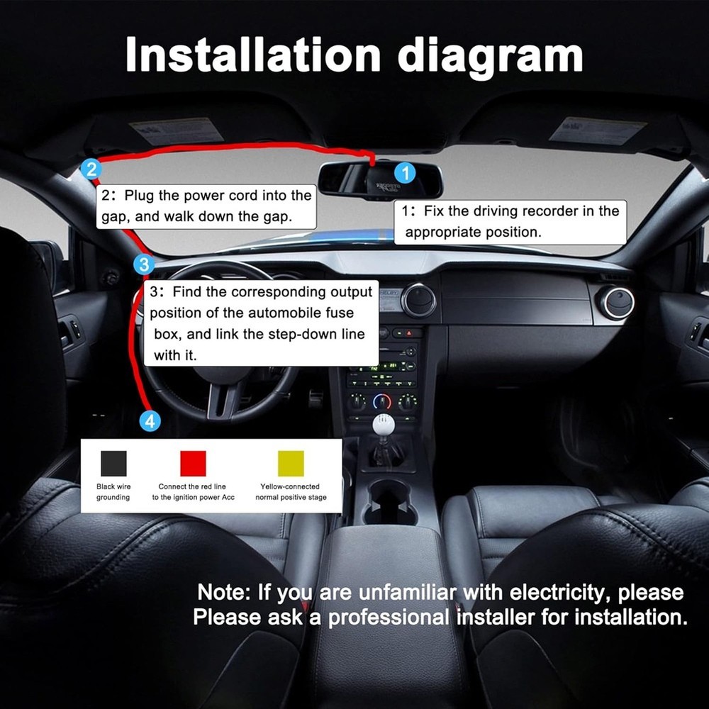Dash Cam Accessory Wiring Kit, USB Type-C Dash Cam Kit Step Down Cable, 128468