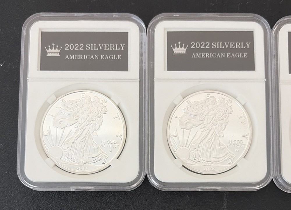 5 American Eagle Replicas/Copies coins dated 2022 Silvery