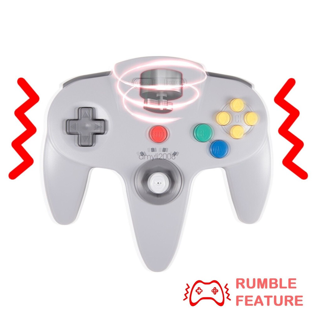 Wireless N64 Controller,2.4G Remote Game Controller w/ Rumble Pak For N64 System