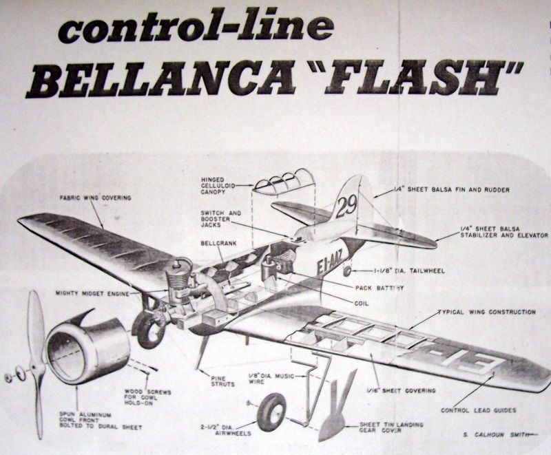 BELLANCA FLASH PLAN + CONSTRUCTION ARTICLE to Build 56" UC Scale Stunt Model