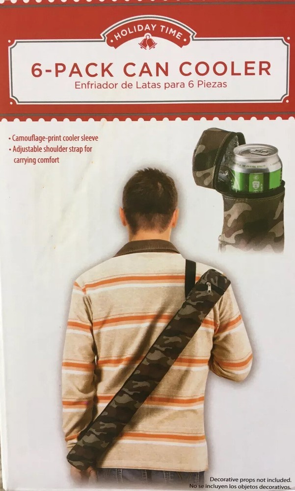 Camo 6-Pack Can Cooler Adjustable Shoulder Strap NEW