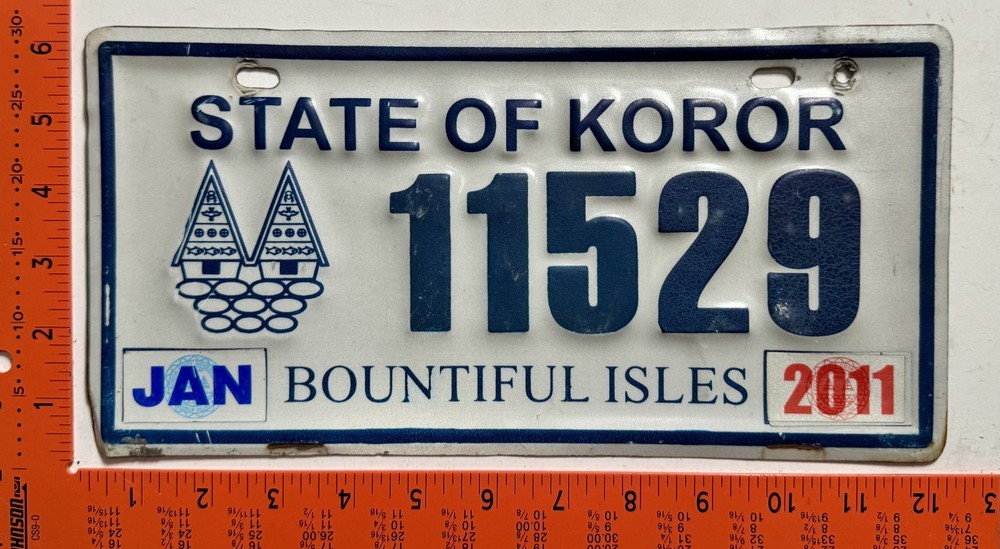2011 Koror State , Palau Passenger License plate