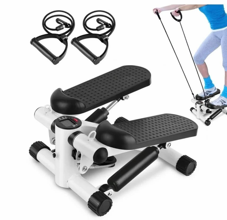 Mini Stepper for Exercise with Resistance Bands - White
