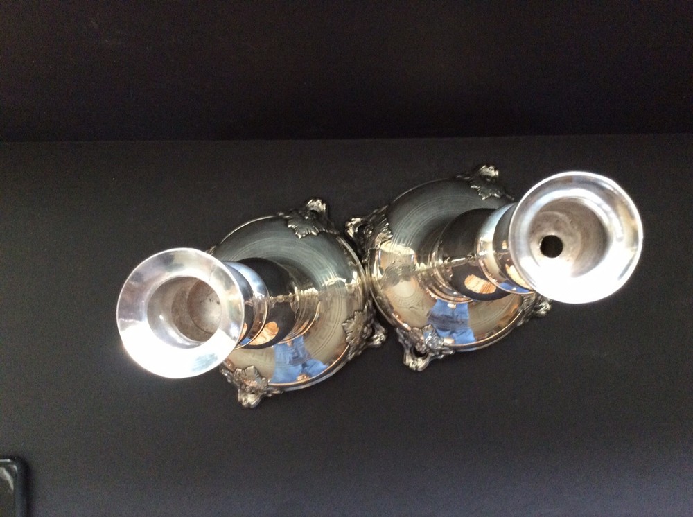 Pair of European Solid Silver Sabbath Candleholders
