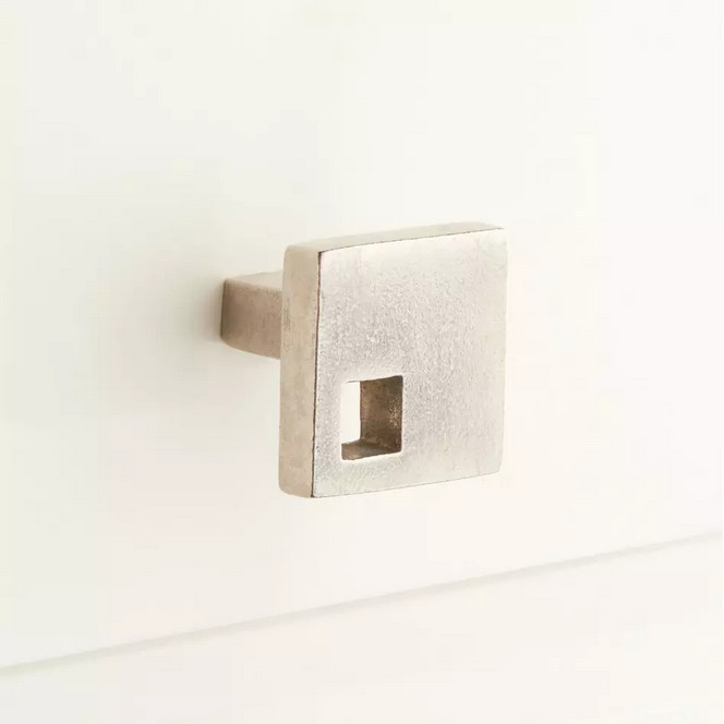 SIGNATURE HARDWARE PUNCHED SQUARE KNOB SMALL- WHITE BRONZE