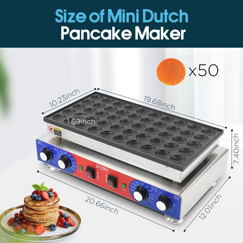 Mini Pancake Maker - 50Pcs Mini Dutch Pancake Maker With Nonstick and Quick H...
