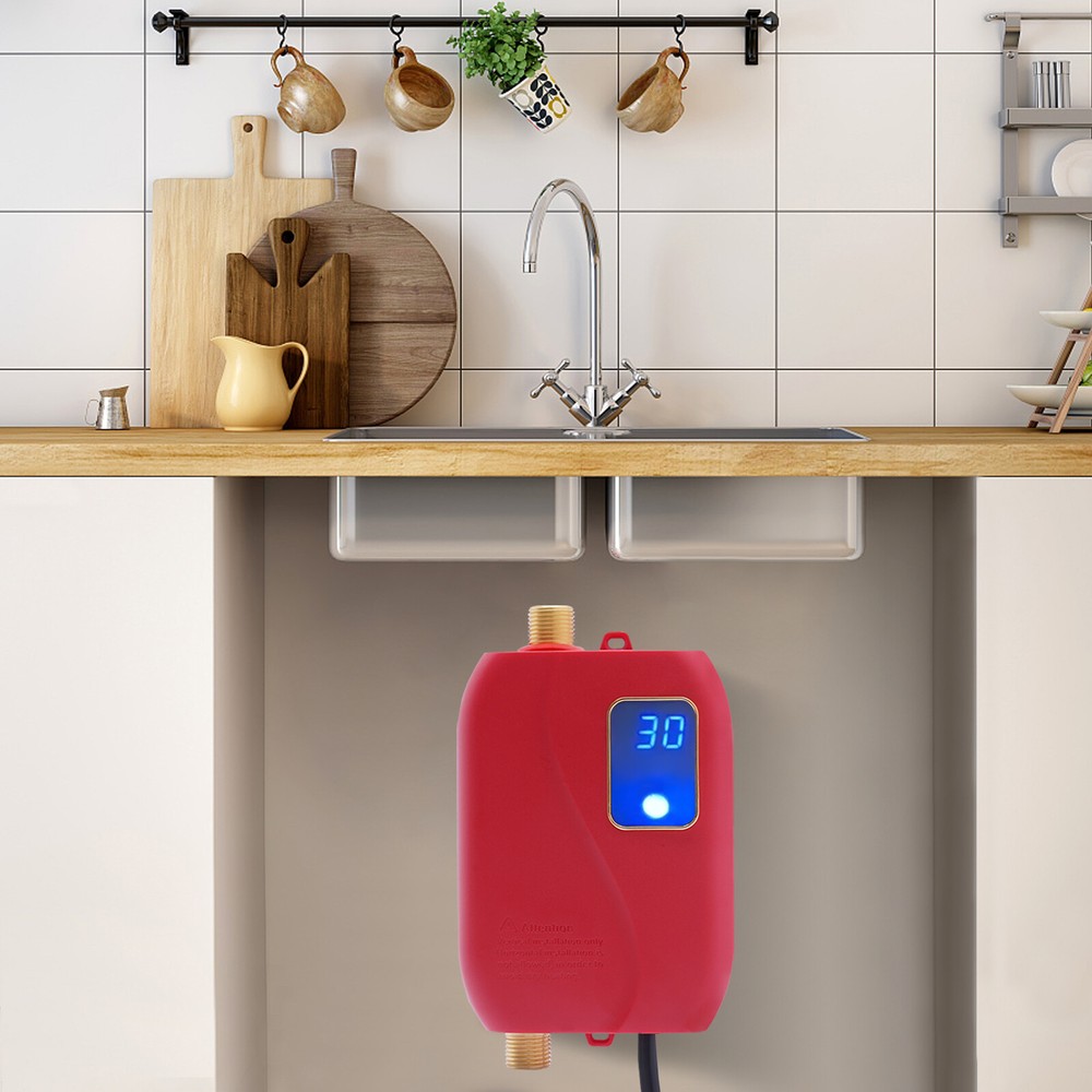 110V 3000W Under Sink Water Heater Kitchen Instant Hot Water Red US Standard