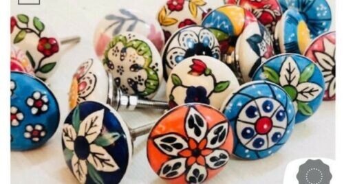 Lot 50 PC Indian Boho handmade Ceramic Door Knobs Cabinet Drawer handle Pulls