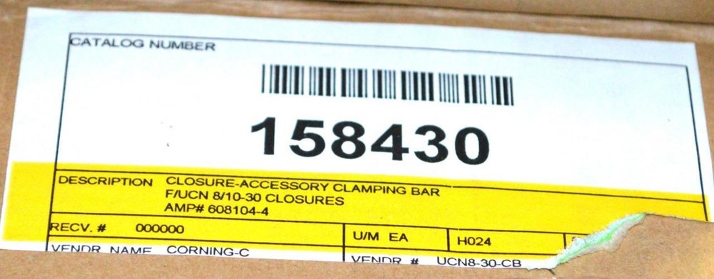 NEW CORNING 158430 CLAMPING BAR CLOSURE (5 AVAILABLE)