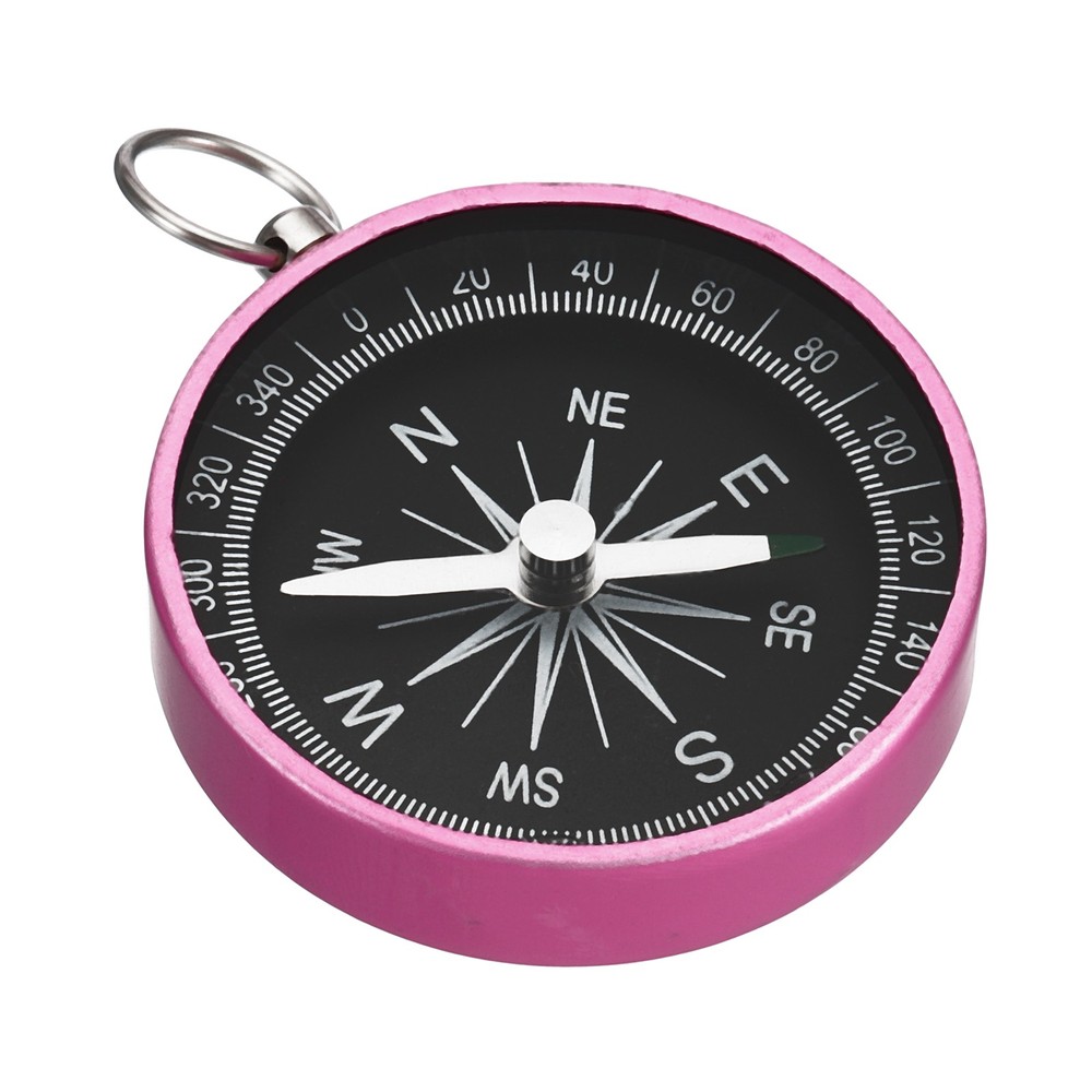 Pocket Compass Outdoors Navigation Compass with Key Ring Pink
