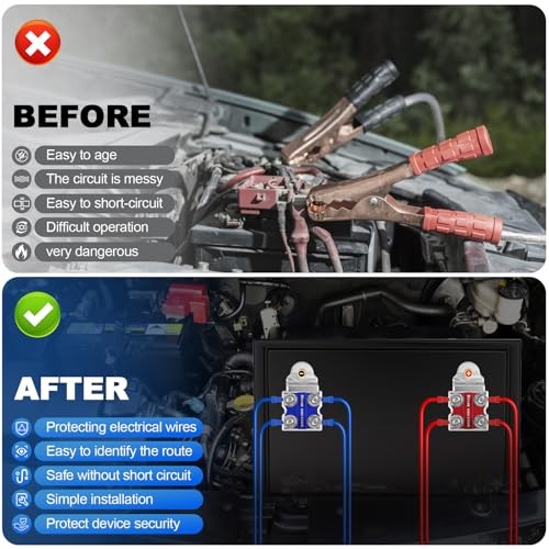 8-Way Battery Terminal Connectors with Bolt Down Ends or Threaded Studs, 8w