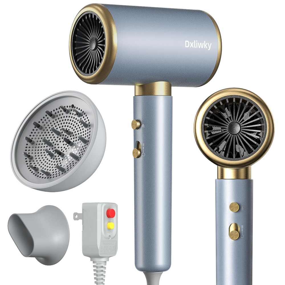 Ionic Hair Dryer with Diffuser and Concentrator, Powerful 1875W Fast-Drying B...