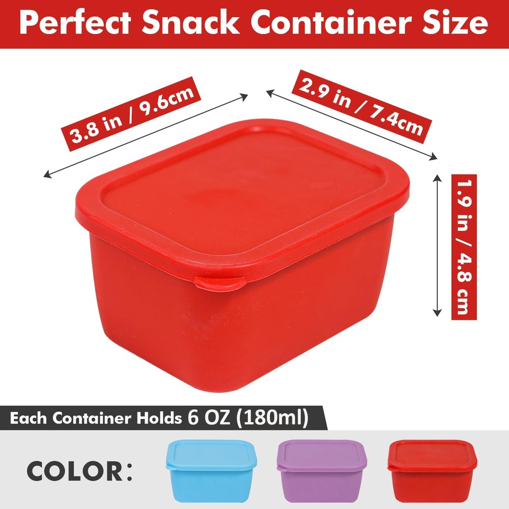 KOLUTI 3 Pack Silicone Small Snack Container, 6 OZ Stackable Puree Sauce...