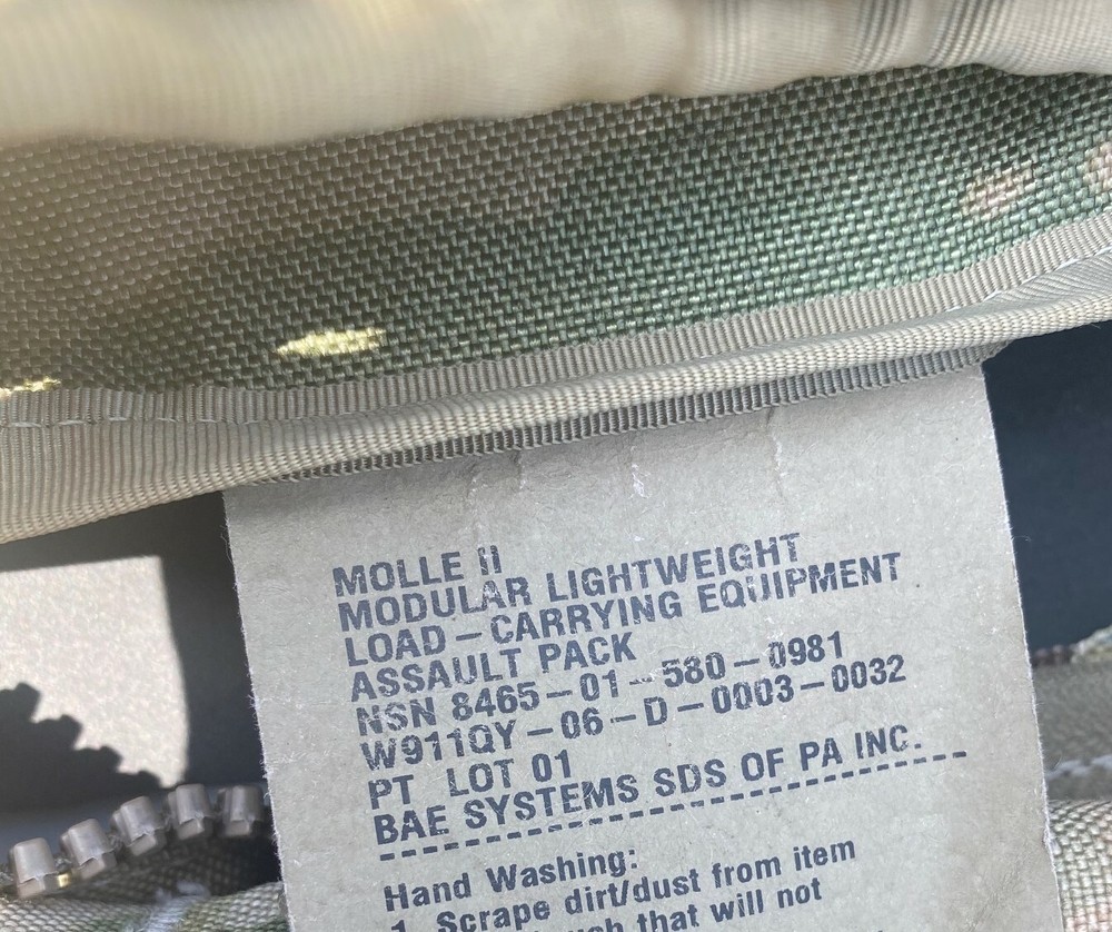 USGI MOLLE II ASSAULT PACK OCP/Multicam with STIFFENER