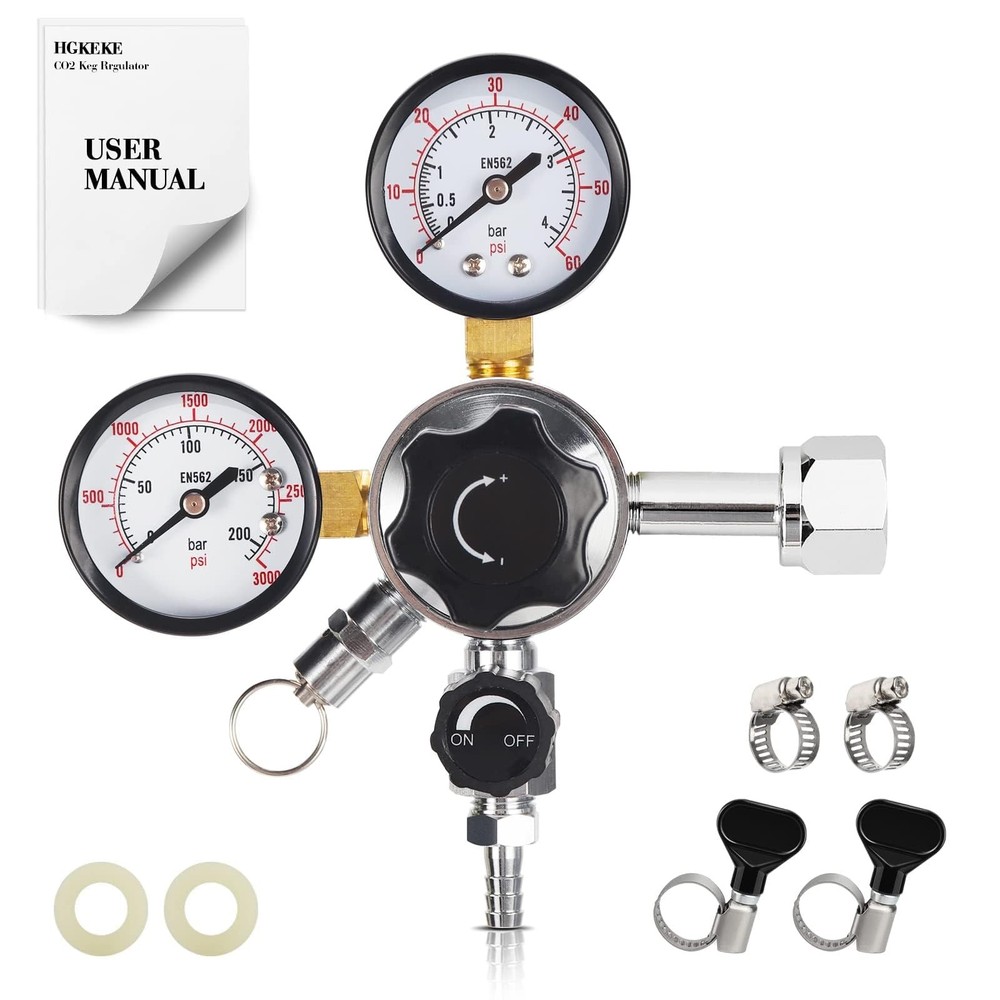 CO2 Keg Regulator Draft Beer CO2 Regulator CGA-320 Regulator Dual Stage CO2 P...