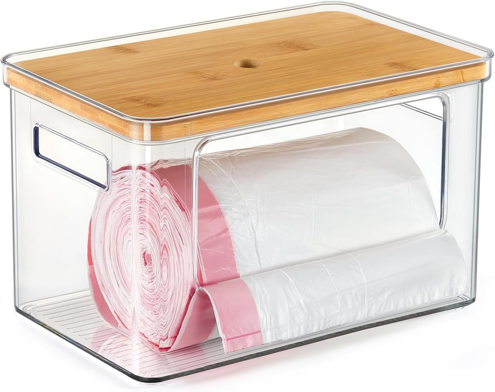 Hudgan Stackable Storage with Bamboo Top for Laundry Room Organization, Extra La